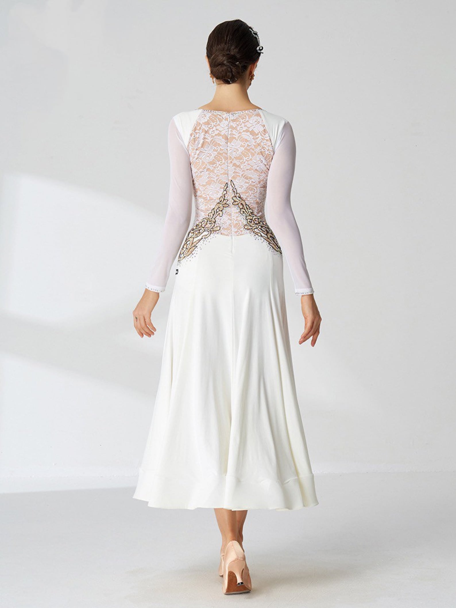 White ballroom dress with appliqué Etsy