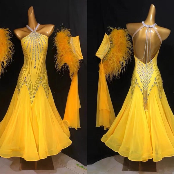 Yellow ballroom dress smooth dress