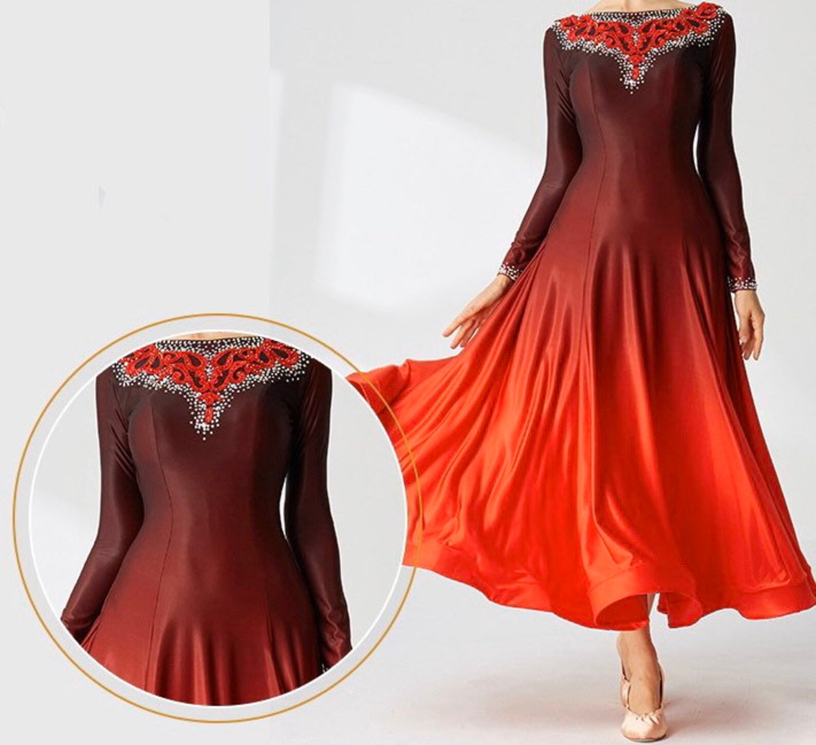 Gradient orange ballroom dance dress Etsy