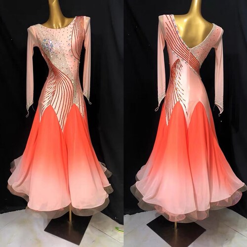 Ombré Orange Ballroom Dance Dress Smooth Dance Dress Etsy