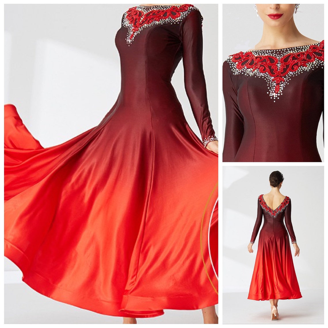 Gradient orange ballroom dance dress Etsy