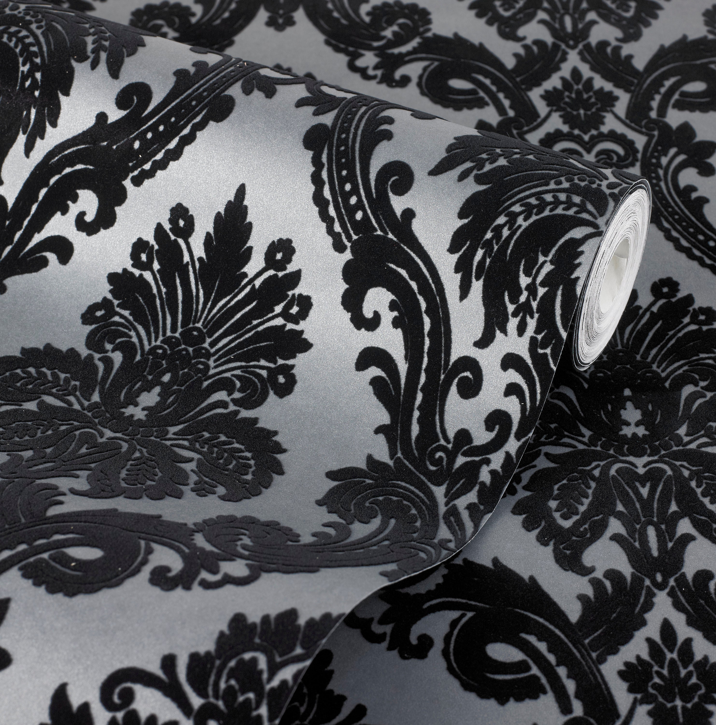 Exclusive Casablanca Luxury Velvet Flock Damask Wallpapers Etsy