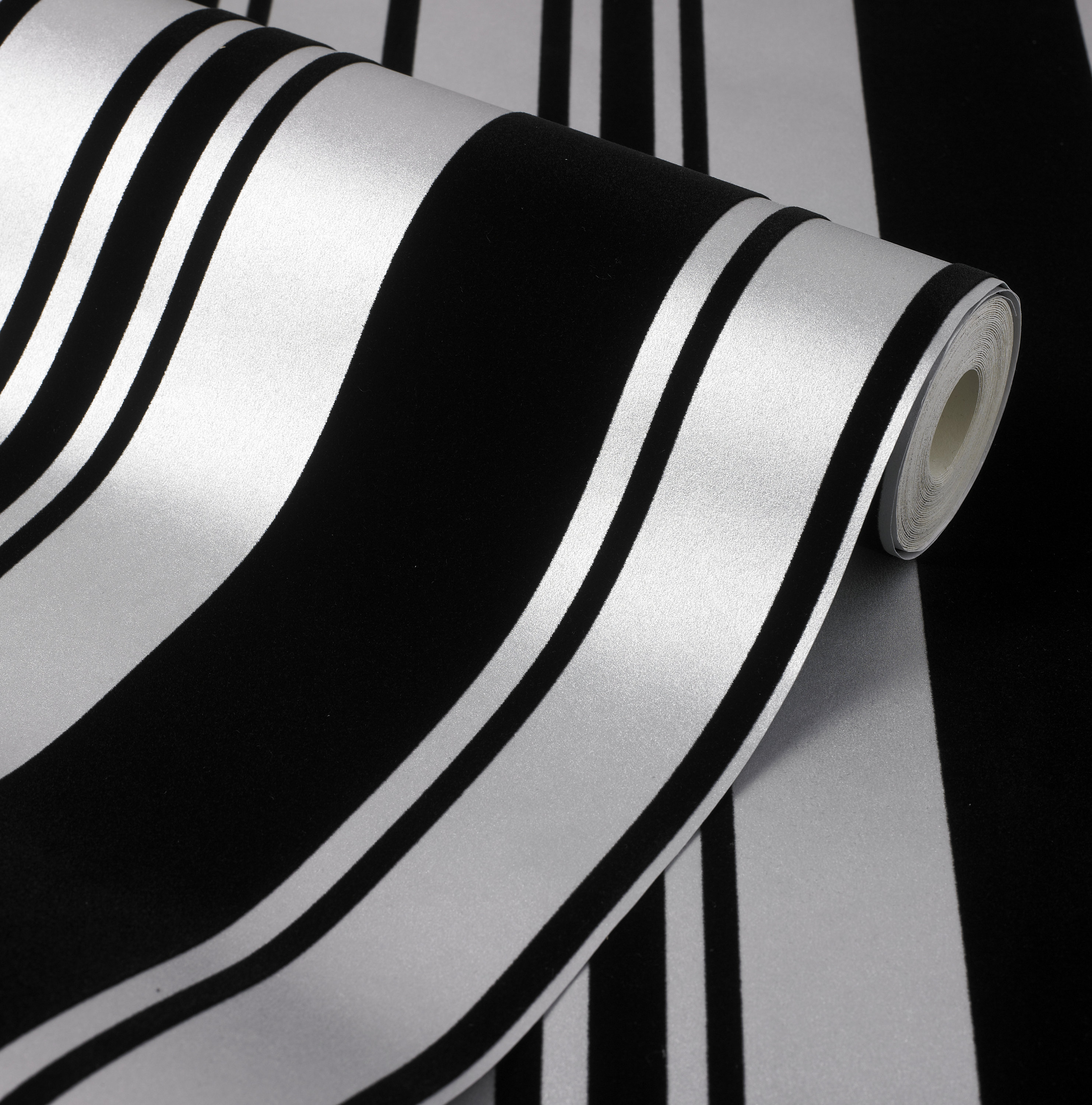 Papier peint rayé Roll White Black Flock Modern Livingroom Etsy