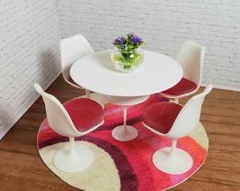 Dollhouse Mid Century Modern Mini Vintage Look Scandinavian shag rug, 1:12 scale