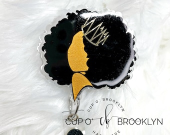 Melanin Queen Acrylic Badge Reel – Black Girl Magic