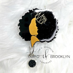 Melanin Queen Badge Reel - Black Girl Magic Badge Reel - Black Queen Badge Reel