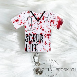 Bloody Scrubs Badge Reel - Halloween OR Medical Badge