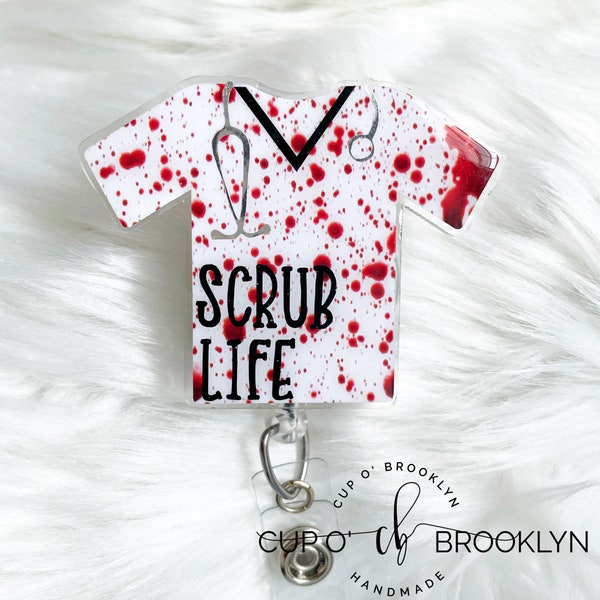 Carrete de insignias de Bloody Scrubs - Insignia médica de Halloween o