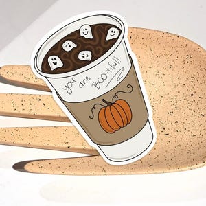 Cute Summerween Sticker | You are Boo-tiful | Hot Chocolate | Pumpkin Coffee Cup | Cute Halloween Ghost Sticker | Cozy Fall Aesthetic
