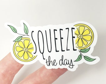 Squeeze the Day Lemon Sticker | Lemonade | Water Bottle Decal |  Laptop Sticker |