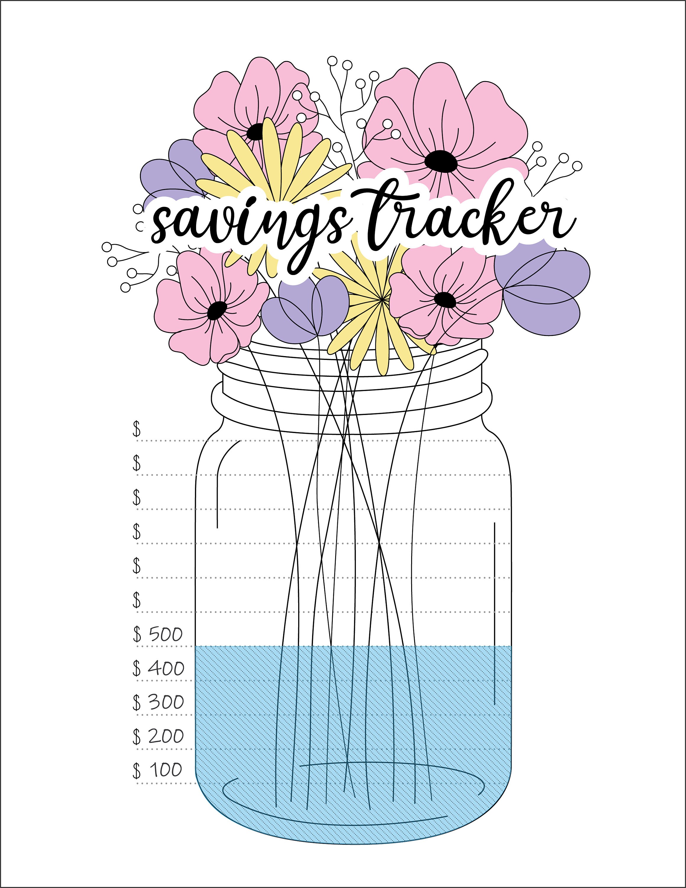 Printable Money Savings Tracker Savings Goal Mason Jar Money Chart