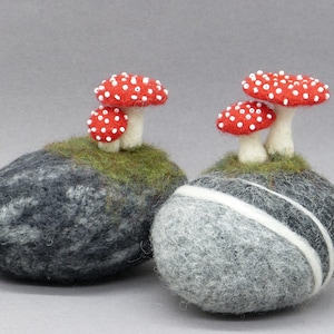 Lucky mushrooms on stone