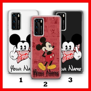 Custodia per telefono personalizzata 2 MICKEY MOUSE HUAWEI P9 P10 P20 P30 P40 LITE PRO PLuS LG G5 G6 ispirata al cartone animato Disney con il tuo nome e testo