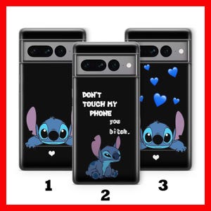 Funda de teléfono Stitch K4 para Google Pixel 6, 6A, 7, 7A, 8, 8A, 9, 9A Pro XL, con personaje de dibujos animados de Disney, criatura alienígena, perro, panda y amigo.