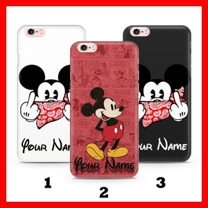 Custodia per telefono personalizzata Mickey Mouse 2 per Apple iPhone 5 SE 2020 2022 6 7 8 Xs XR MaX Plus ispirata al cartone animato Disney con il tuo nome e testo