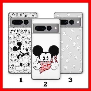 Custodia per telefono Mickey Mouse 3 per Google Pixel 6, 6A, 7, 7A, 8, 8A, 9, 9A, Pro XL, motivo: Castello Disney, Topolino, Topolino Classico