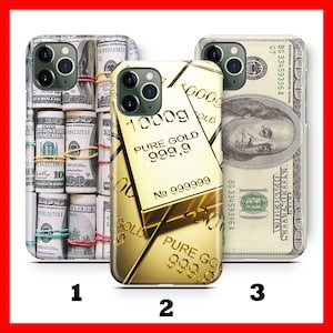 MONEY 1 Custodia per telefono per Apple iPHONE 11 12 13 14 15 16 Plus PRO MiNI MaX USD Dollaro Banconota Contanti America Rich Oro Mattone Dorato Presente