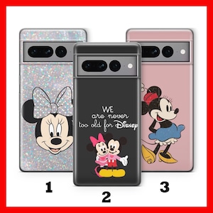 Custodia per telefono Minnie Mouse 1 per Google Pixel 6, 6A, 7, 7A, 8, 8A, 9, 9A Pro XL, motivo: Castello dei cartoni animati Disney, Topolino, Topolino classico