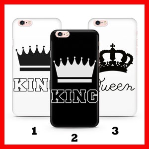 KiNG & QuEEN 3 Apple iPHONE 5 SE 2020 2022 6 7 8 Xs XR MaX PLuS Phone Case Cover Couple Goals Matching Princess Prince Crown Black And White