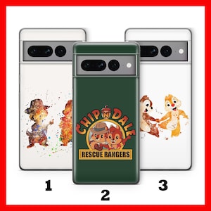 Custodia per telefono "Chip and DALE 1" per Google Pixel 6, 6A, 7, 7A, 8, 8A, 9, 9A Pro XL, motivo: cartone animato Disney "Due Chipmunks Rescue Rangers Team Due Topi"