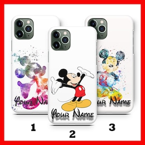 Custodia per telefono PERSONALIZZATA 3 di Topolino per Apple iPhone 11 12 13 14 15 16 Plus PRO MiNI MAX Disney Cartoon con il tuo nome Testo personalizzato