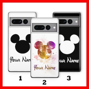 Custodia per telefono PERSONALIZZATA di Topolino per Google Pixel 6, 6A, 7, 7A, 8, 8A, 9, 9A Pro XL, modello Disney con il tuo nome e testo personalizzato