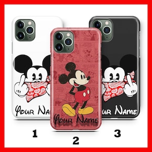 Custodia per telefono PERSONALIZZATA 2 di Topolino per Apple iPhone 11 12 13 14 15 16 Plus PRO MiNI MAX Disney Cartoon con il tuo nome Testo personalizzato