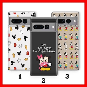 Custodia per telefono Mickey Mouse 2 per Google Pixel 6, 6A, 7, 7A, 8, 8A, 9, 9A, Pro XL, motivo: Castello Disney, Topolino, Topolino Classico