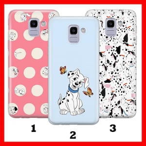 Funda para teléfono 101 DÁLMATAS 1 para Samsung Galaxy A3, A5, A6, A7, A8, J3, J5, J6, J7, Disney, dibujos de perros, manchas, patas, Cruella de Vil, linda