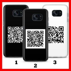 May include: Three black and white phone cases with a QR code design. The cases are numbered 1, 2, and 3.