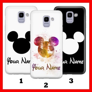 Custodia per telefono PERSONALIZZATA di Topolino per Samsung Galaxy A3 A5 A6 A7 A8 J3 J5 J6 J7 Disney Cartoon con il tuo nome o testo