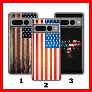 Custodia per telefono con bandiera USA 1 per Google Pixel 6, 6A, 7, 7A, 8, 8A, 9, 9A Pro XL, modelli USA, Stati Uniti d'America, di nuovo fantastici, Union Jack, strisce, stelle