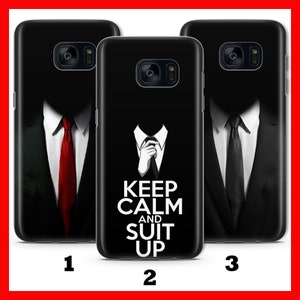 SUiT Up 1 Mobilskal till Samsung Galaxy S5 S6 S7 S8 S9 Edge Plus LtE Neo Suit And Tie Best Behaviour Posh Svart kostym Röd slips Affärs