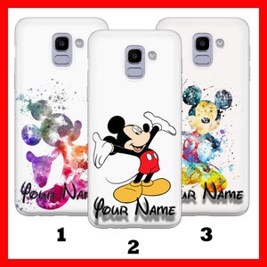 Custodia per telefono PERSONALIZZATA 3 di Topolino per Samsung Galaxy A3 A5 A6 A7 A8 J3 J5 J6 J7 Disney Cartoon con il tuo nome o testo