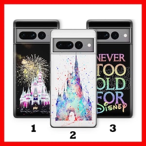 Custodia per telefono DISNEYLAND 4 per Google Pixel 6, 6A, 7, 7A, 8, 8A, 9, 9A Pro XL, motivo: Disney Cartoon Castle Wonderland Happy Place Theme Park