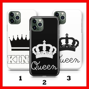 KiNG & QuEEN 4 Phone Case Cover For Apple iPHONE 11 12 13 14 15 16 Plus PRO MiNI MaX Couple Goal Matching Princess Prince Crown Black White