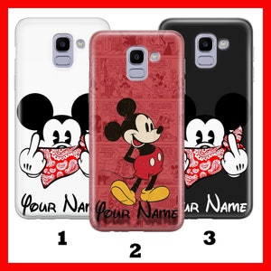 Custodia per telefono PERSONALIZZATA 2 di Topolino per Samsung Galaxy A3 A5 A6 A7 A8 J3 J5 J6 J7 Disney Cartoon con il tuo nome o testo