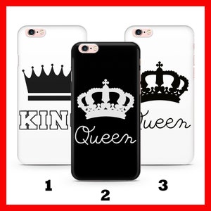 KiNG & QuEEN 4 Apple iPHONE 5 SE 2020 2022 6 7 8 Xs XR MaX PLuS Phone Case Cover Couple Goals Matching Princess Prince Crown Black And White