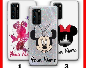 Minnie MOUSE personalisierte 1 HUAWEI P9 P10 P20 P30 P40 LiTE PRO PLUS LG G5 G6 Handyhülle inspiriert von Disney Cartoon mit Ihrem Namenstext