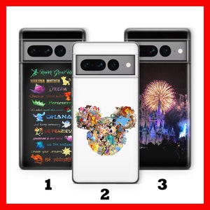 Custodia per telefono DISNEYLAND 2 per Google Pixel 6, 6A, 7, 7A, 8, 8A, 9, 9A Pro XL, motivo: Disney Cartoon Castle Wonderland Happy Place Theme Park