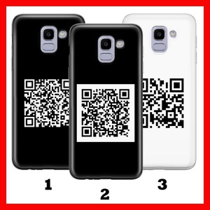 May include: Three black smartphone cases with a white QR code design. The cases are numbered 1, 2, and 3.