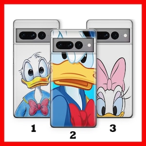 Custodia per telefono DONALD DuCK 5 per Google Pixel 6 6A 7 7A 8 8A 9 9A Pro XL, motivo: Castello Disney, Paperina, Topolino, Disneyland, carino