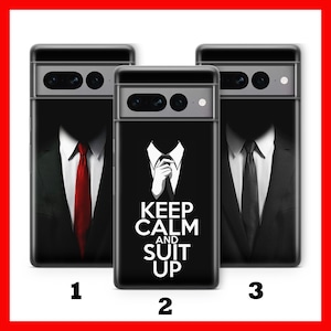 SUiT Up 1 Phone Case For Google Pixel 6 6A 7 7A 8 8A 9 9A Pro XL Models Suit And Tie Best Behaviour Posh Black Suit Red Tie All Business