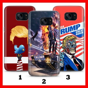 TRUMP 3 Custodia per telefono Samsung Galaxy S5 S6 S7 S8 S9 EdGE PLuS LtE NEO USA Presidente Stati Uniti d'America Donald Trump Great Again