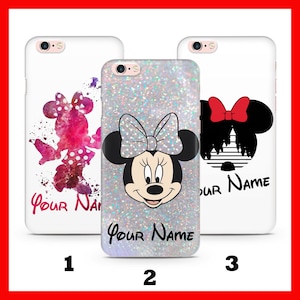 MINNIE MOUSE PERSONALIZZATA 1 Apple iPHONE 5 SE 2020 2022 6 7 8 Xs XR MaX PLuS Custodia per telefono ispirata al cartone animato Disney con il tuo nome e testo