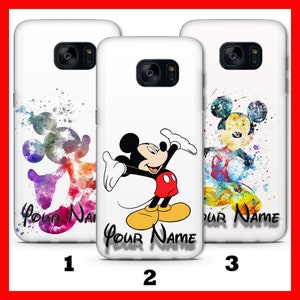 Custodia per telefono PERSONALIZZATA 3 di Topolino per Samsung Galaxy S5 S6 S7 S8 S9 EDGE PLUS LTE NEO Disney Cartoon con il tuo nome e testo