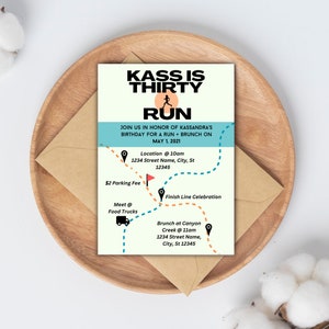 Fête d'anniversaire du coureur ou invitation à un événement - Parfait pour les anniversaires, les marathons ou une célébration sur le thème de la course à pied !