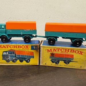 Vintage Matchbox Lesney Mercedes Truck and Trailer Set No. 1 & 2