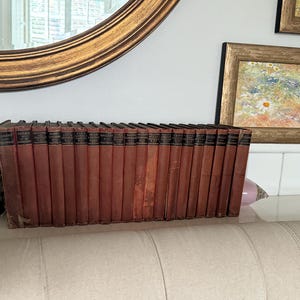 Vintage Set of 20x William Makepeace Thackeray Books. Uniformed Red and Black Bindings. Smith, Elder & Co. 1887. For Decor or Reading