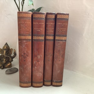 Set of 4 Antiquarian Leather & Printed Board Novels by Berta Ruck. 1920s Romance in Swedish! Great condition with gilt top edges.